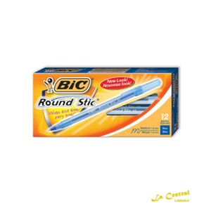 Pack Boligrafos Bic Round Stick Azul