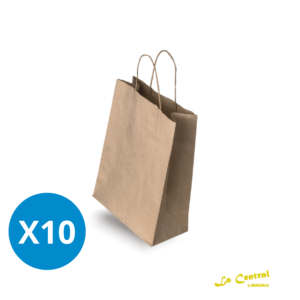 Medoro Pack X10 Bolsas Kraft C/Manija 20X11X30-Kp3