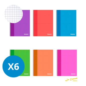 Pack X 6 Cuadernos Universitarios Husares 6293 A4 X 80 Cuadriculado