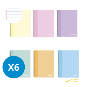 Pack X 6 Cuadernos Universitario Husares 6275 A4 Rayados Soft Ring X 80 Surtido
