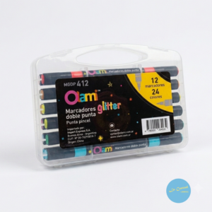 Marcadores Olami Mgdp412 Doble Punta Pincel Glitter X 12 = 24 Colores